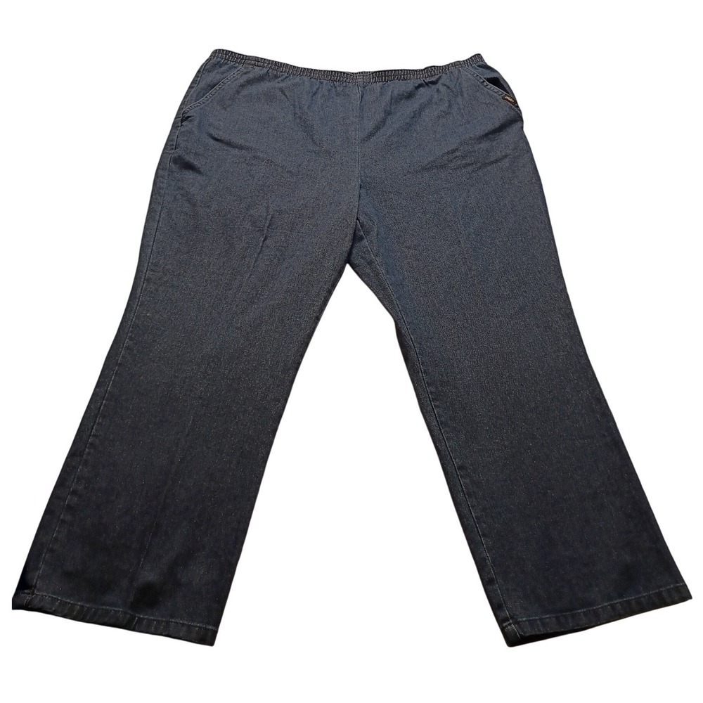 Chic Women's 22W Petite Blue Denim Elastic Waist Pull On Jeans Straight leg